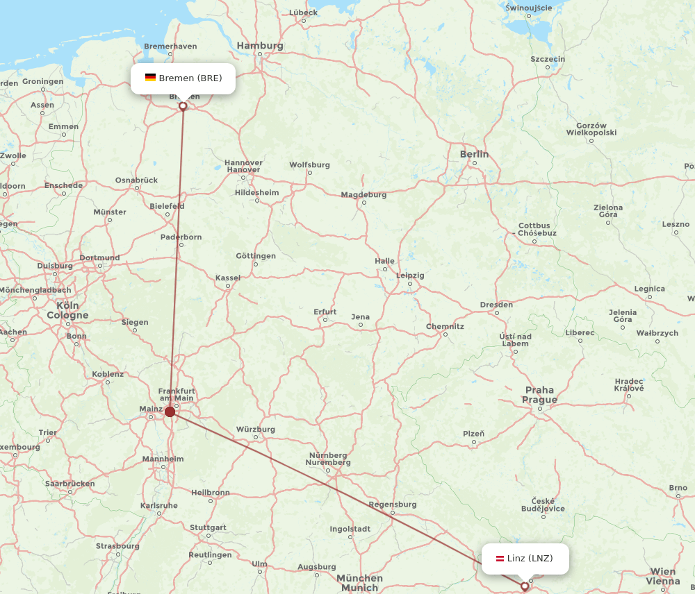 BRE-LNZ flight routes