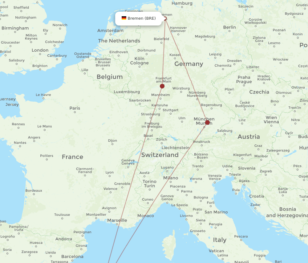 BRE-MAH flight routes