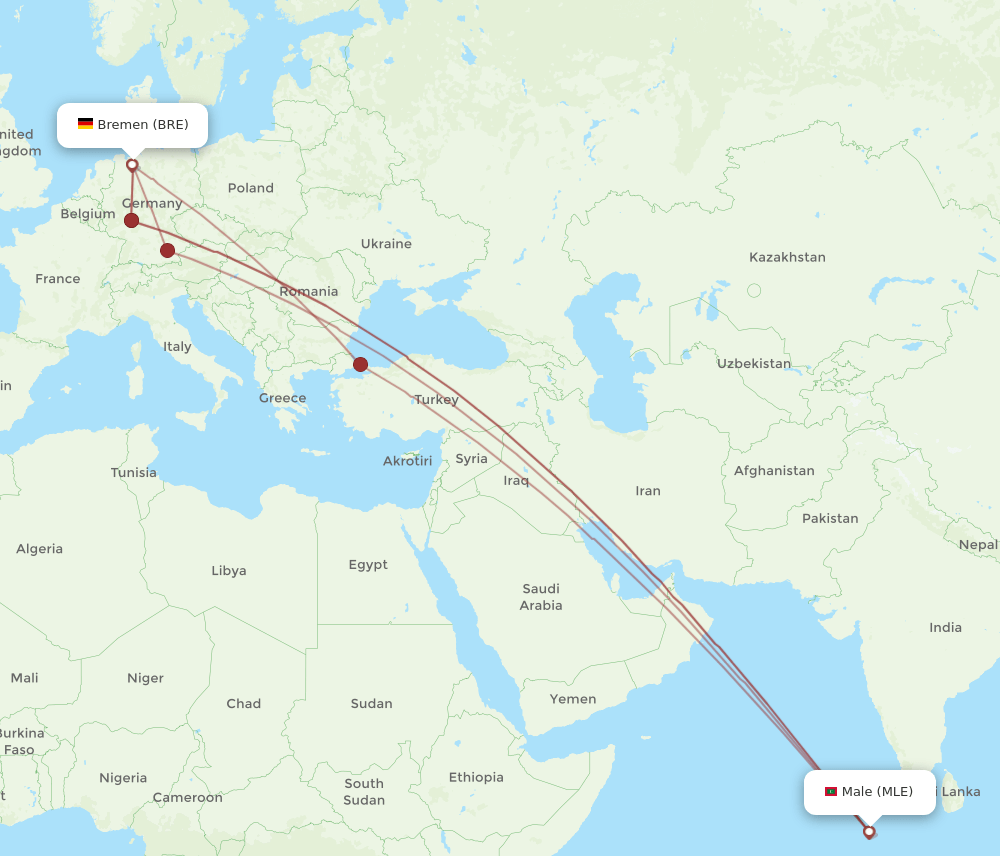 BRE-MLE flight routes