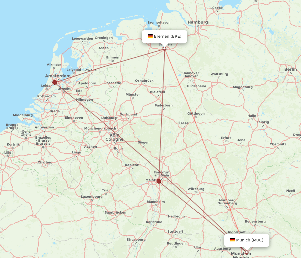 BRE-MUC flight routes