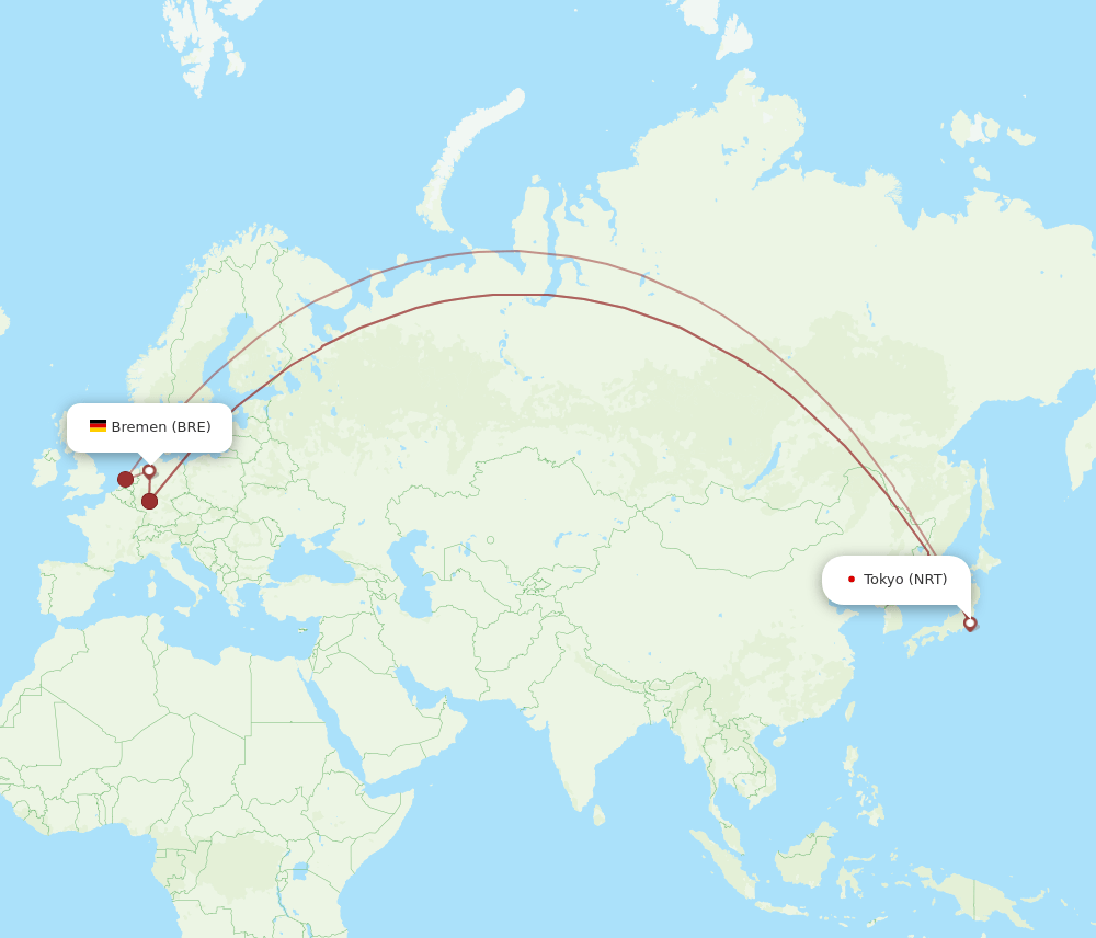 BRE-NRT flight routes
