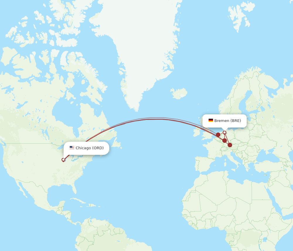 BRE-ORD flight routes