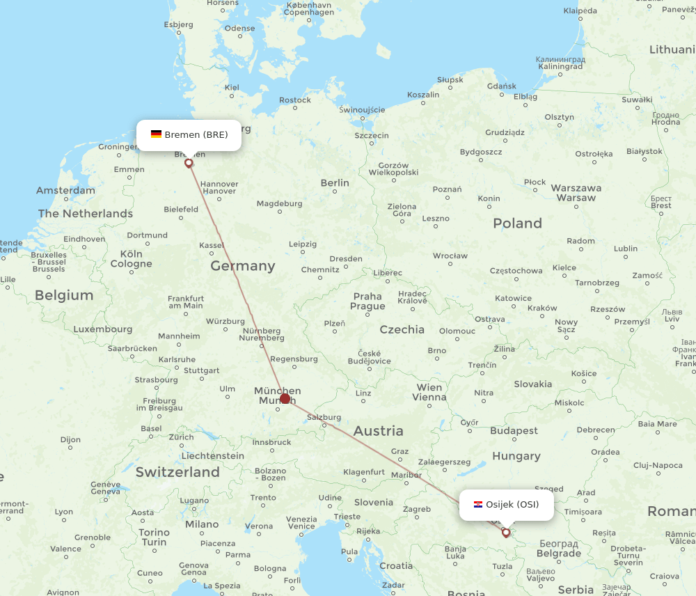 BRE-OSI flight routes