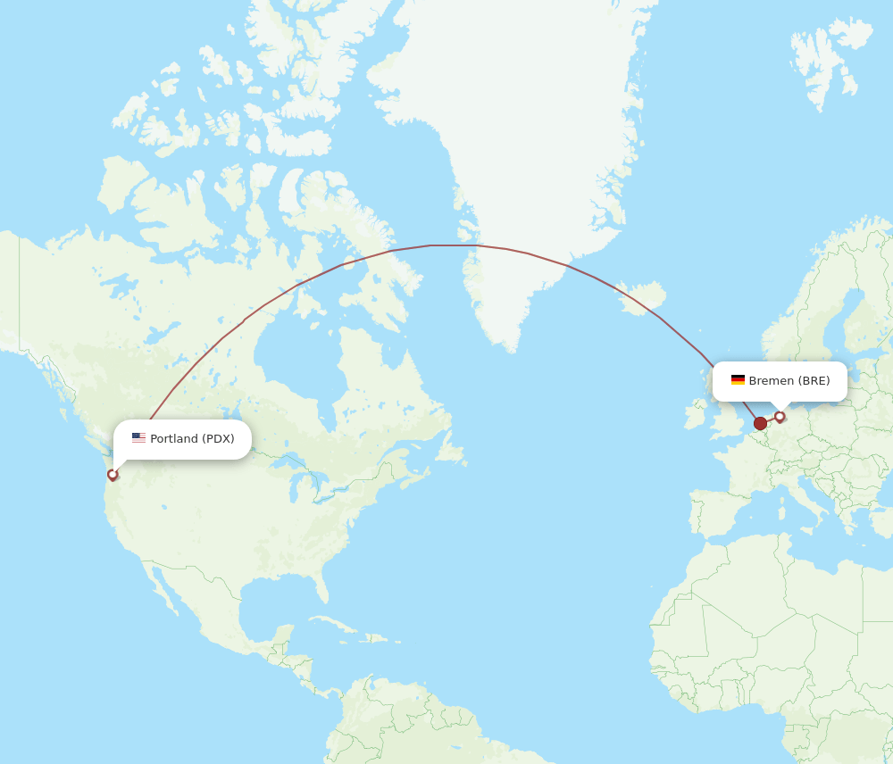 BRE-PDX flight routes