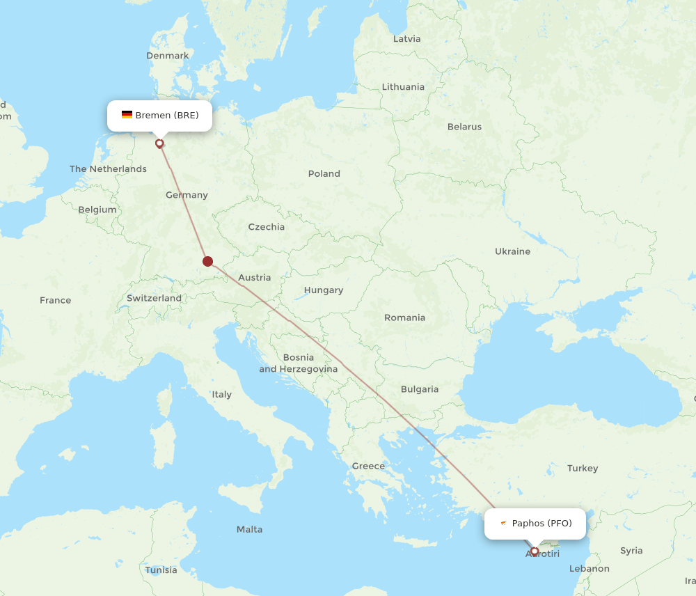 BRE-PFO flight routes