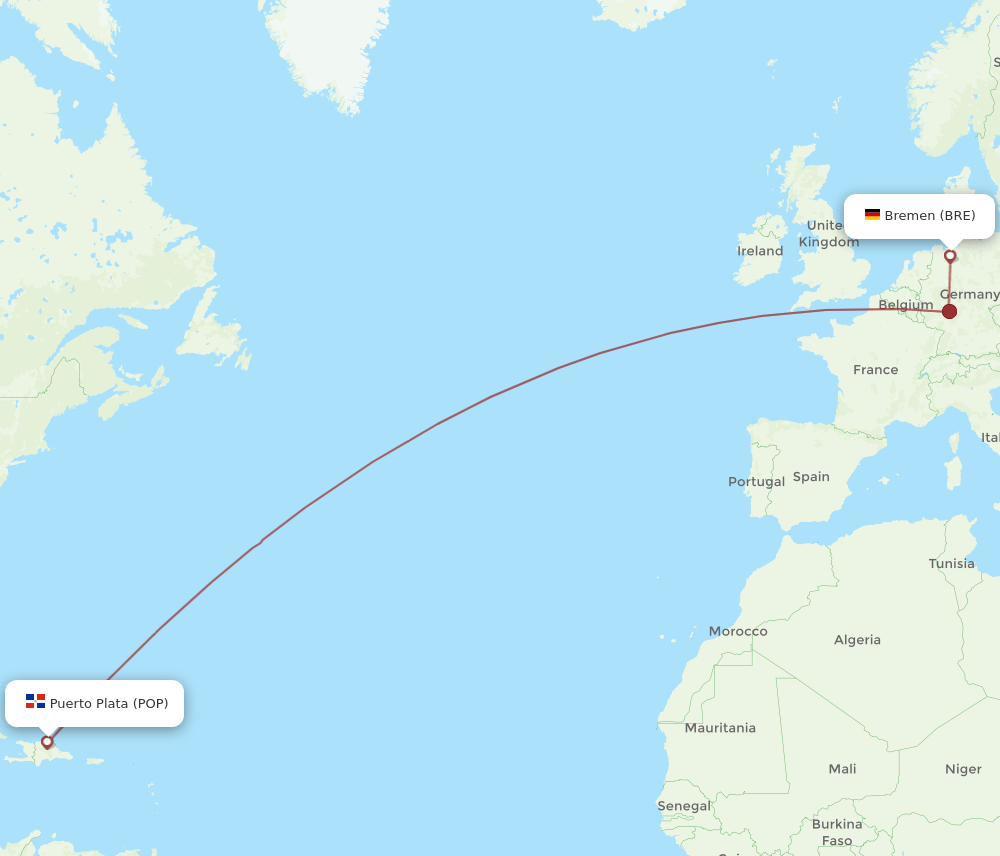 BRE-POP flight routes
