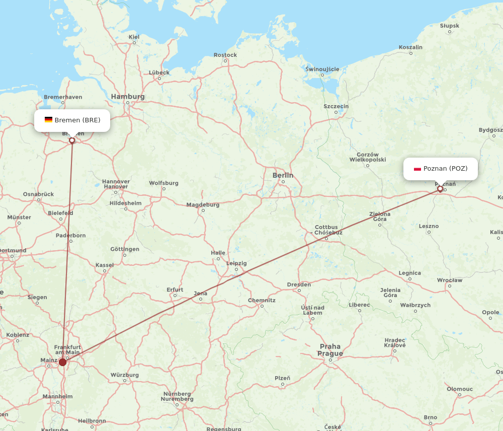 BRE-POZ flight routes