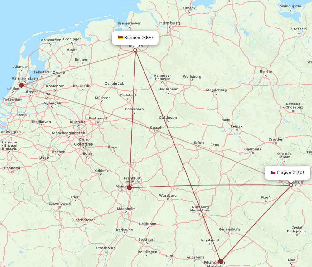 BRE-PRG flight routes