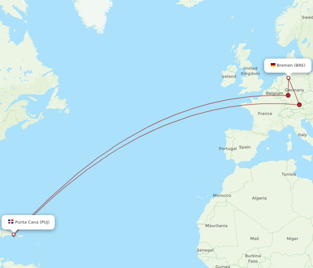 BRE-PUJ flight routes
