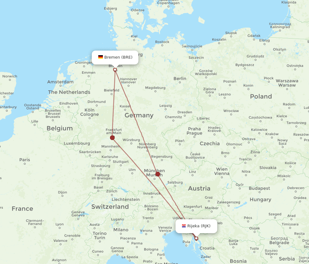 BRE-RJK flight routes