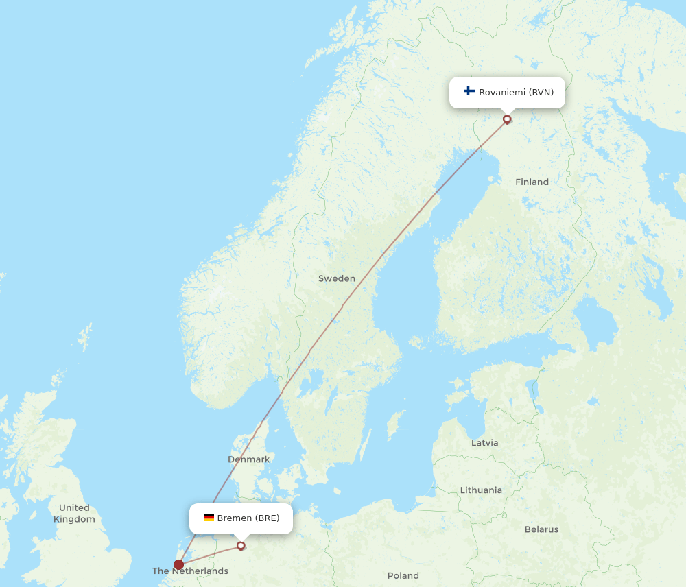 BRE-RVN flight routes