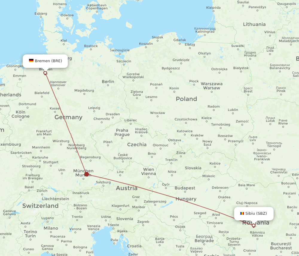 BRE-SBZ flight routes