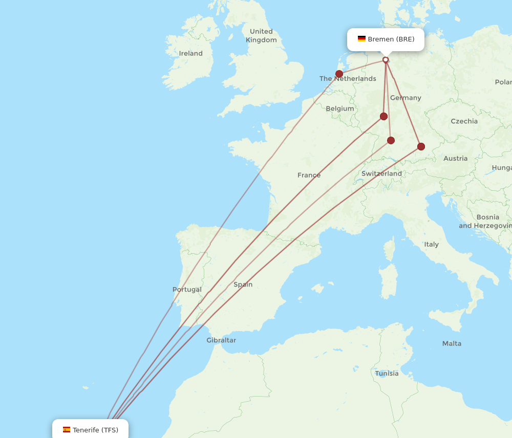 BRE-TFS flight routes