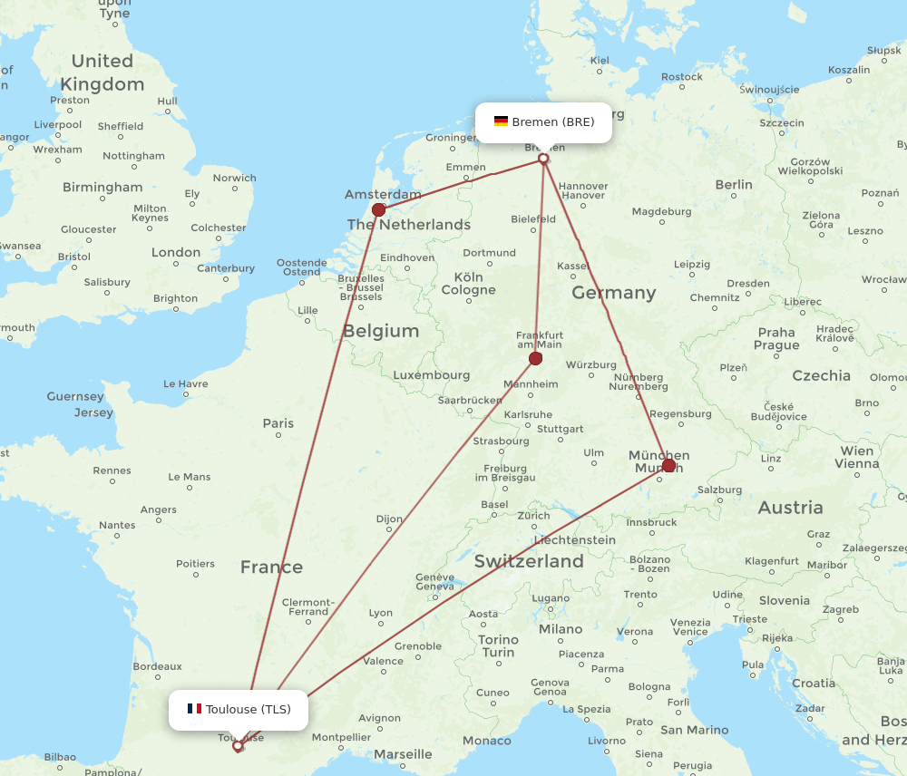 BRE-TLS flight routes