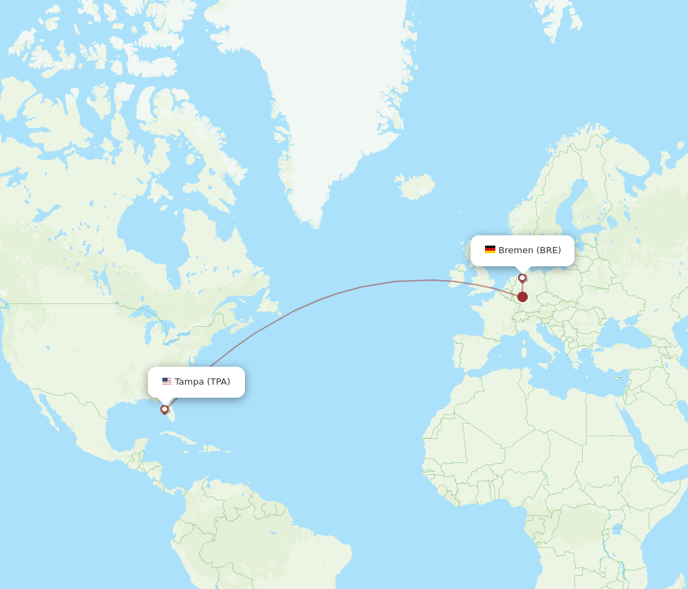 BRE-TPA flight routes