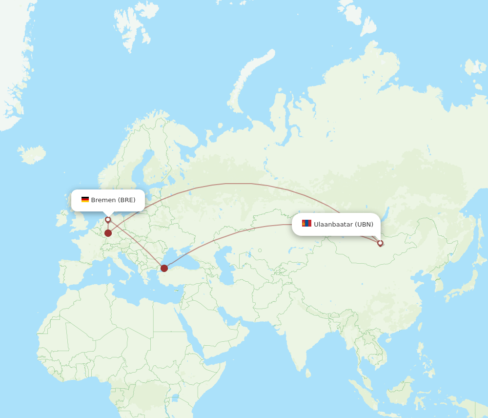 BRE-UBN flight routes