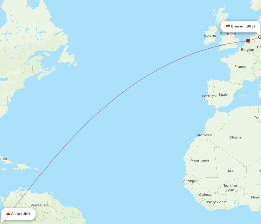 BRE-UIO flight routes