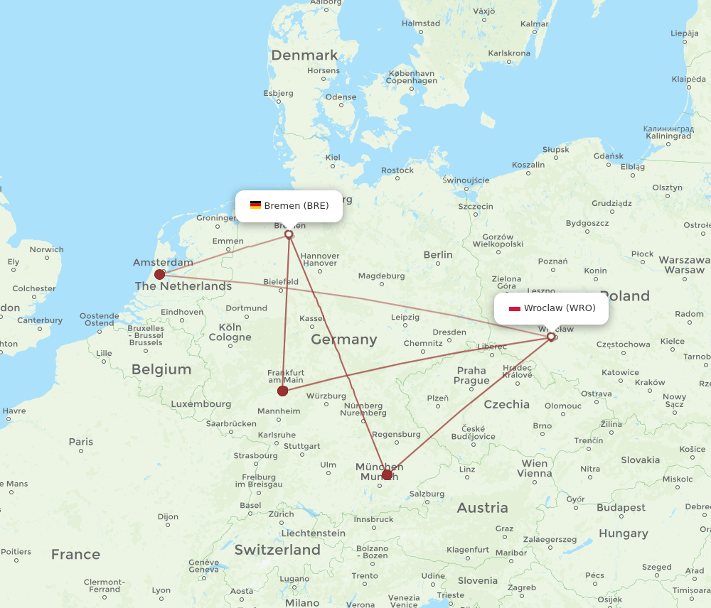 BRE-WRO flight routes
