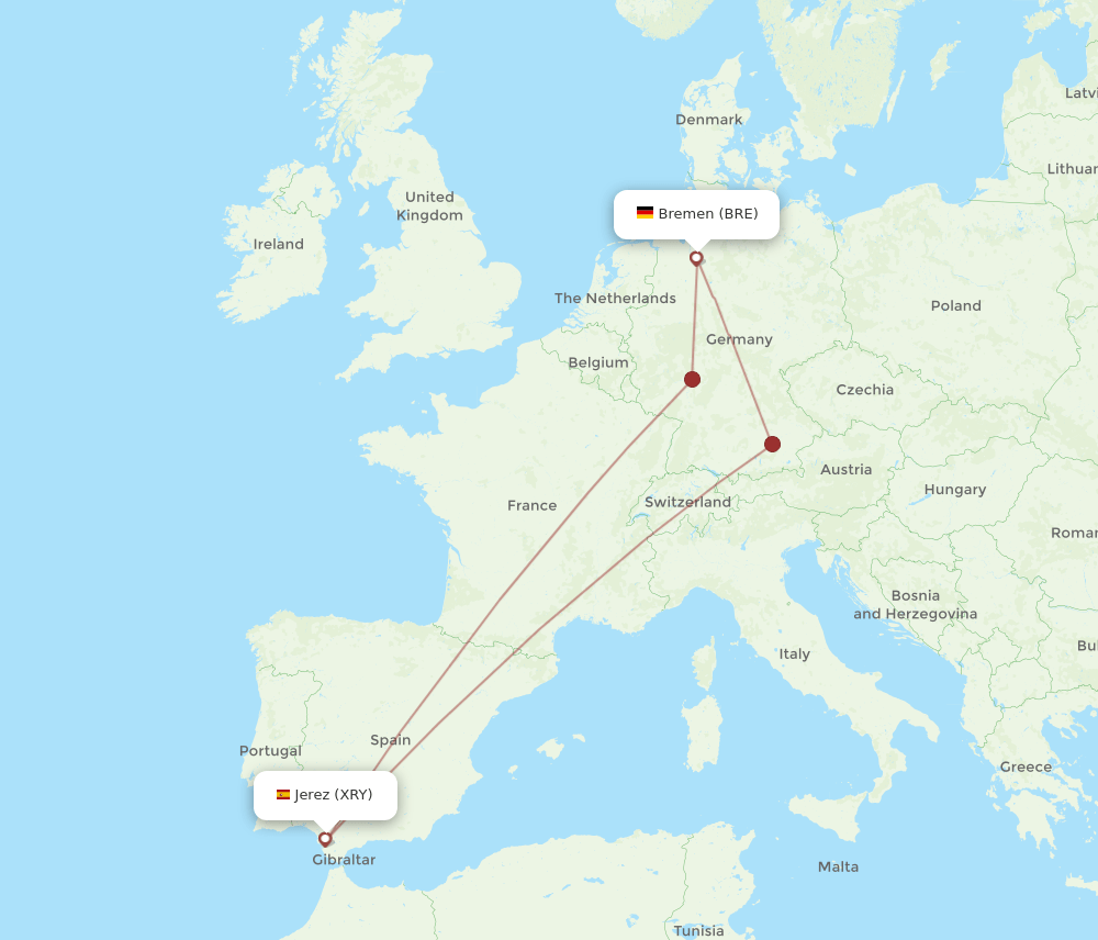 BRE-XRY flight routes