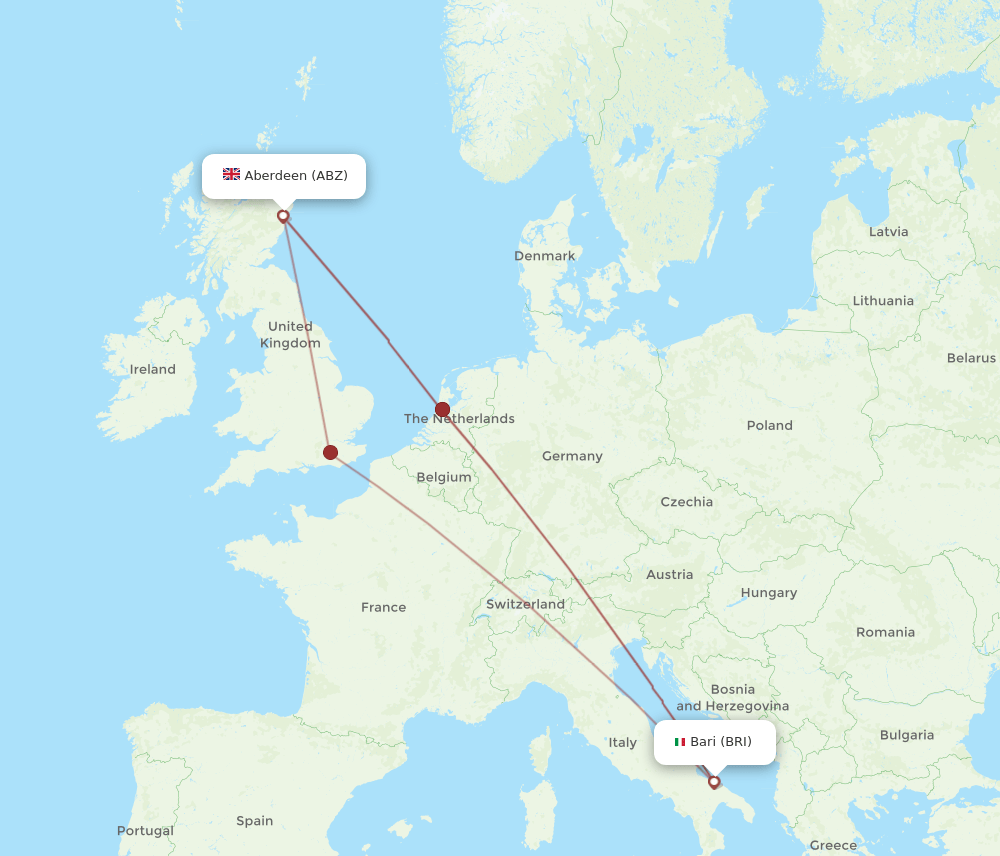BRI to ABZ flights and routes map