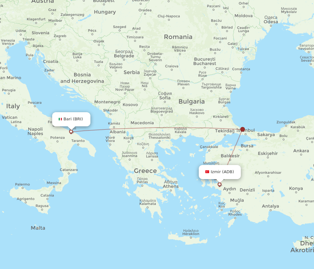 BRI-ADB flight routes