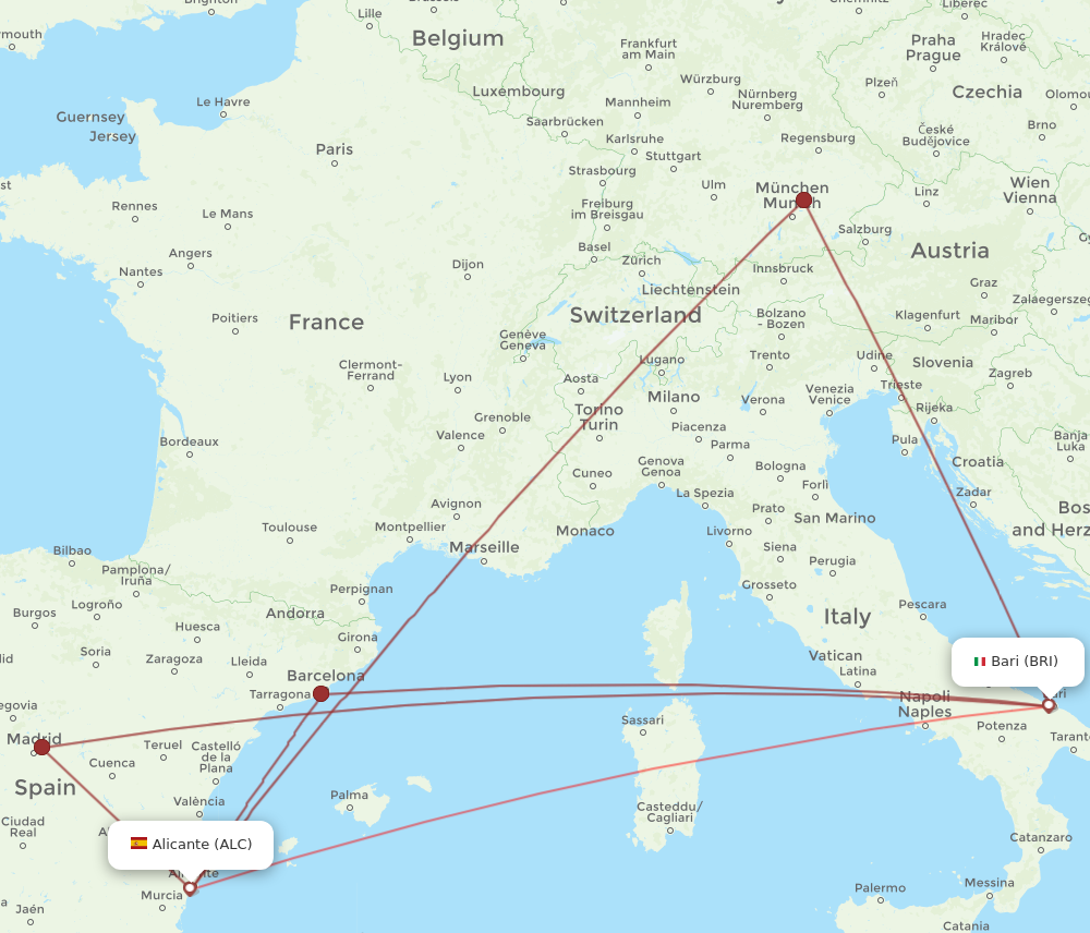 BRI to ALC flights and routes map