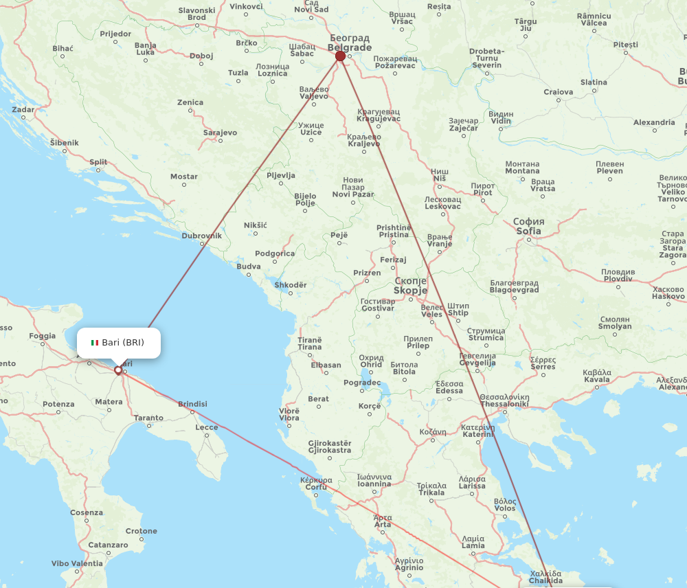 BRI to ATH flights and routes map