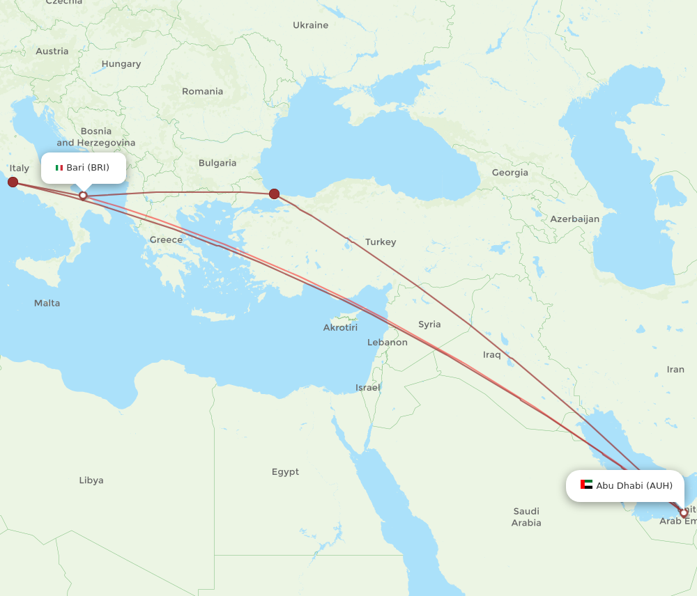 BRI to AUH flights and routes map