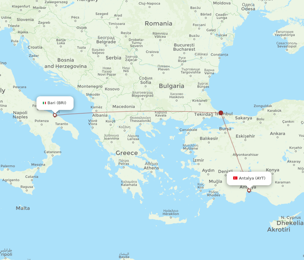 BRI-AYT flight routes