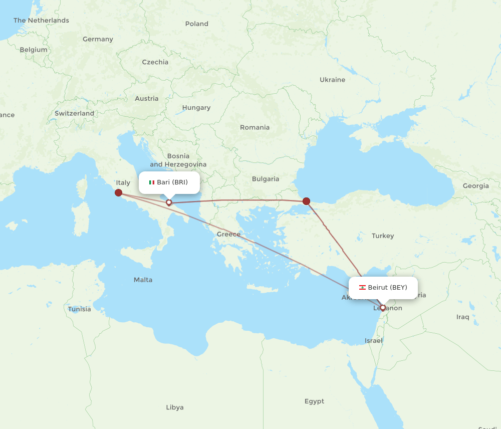 BRI-BEY flight routes