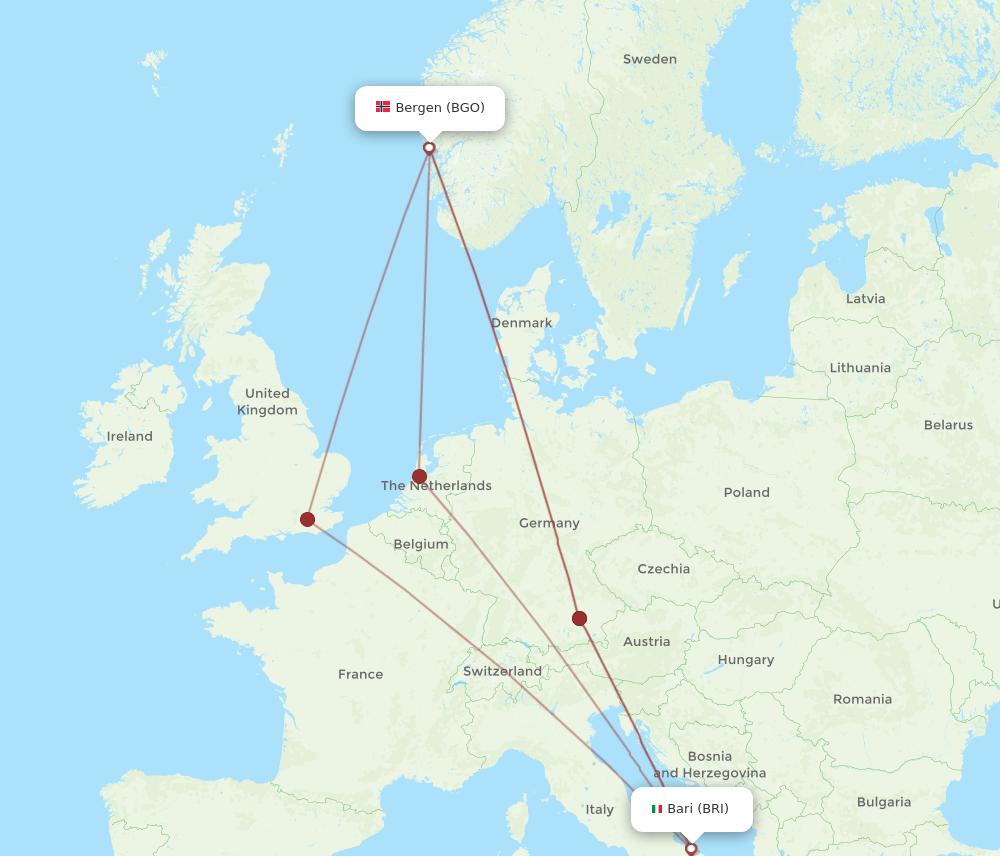 BRI-BGO flight routes