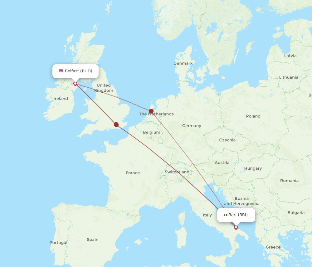 BRI to BHD flights and routes map