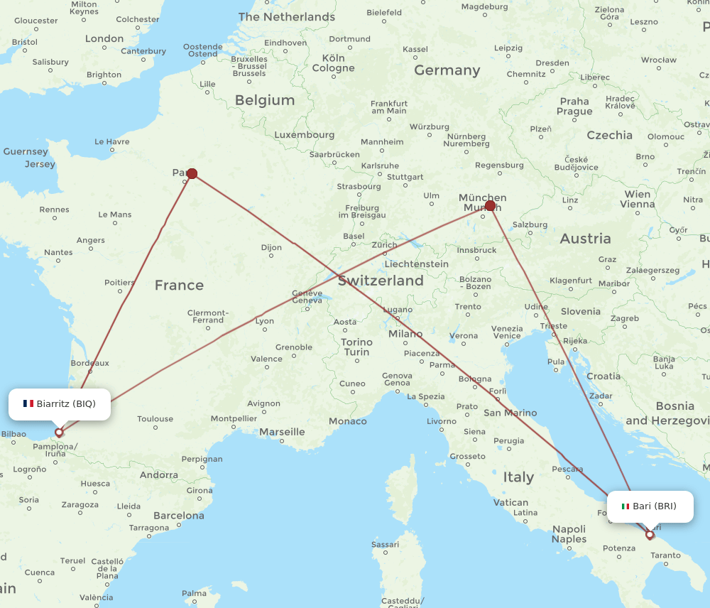 BRI-BIQ flight routes