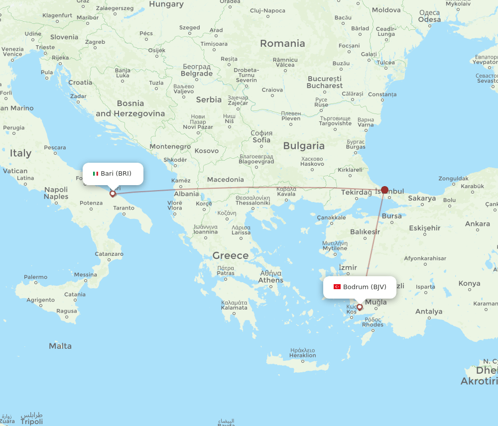 BRI-BJV flight routes