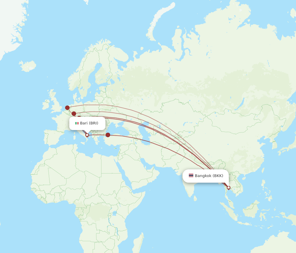 BRI to BKK flights and routes map