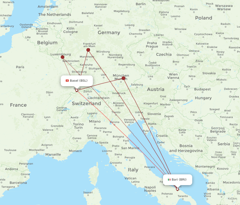BRI-BSL flight routes