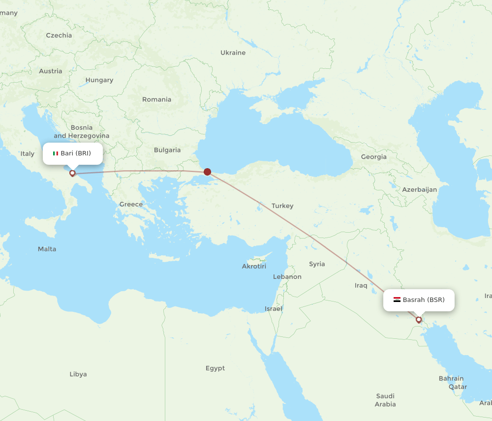 BRI-BSR flight routes