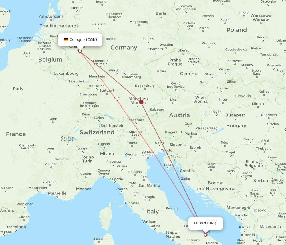 BRI-CGN flight routes