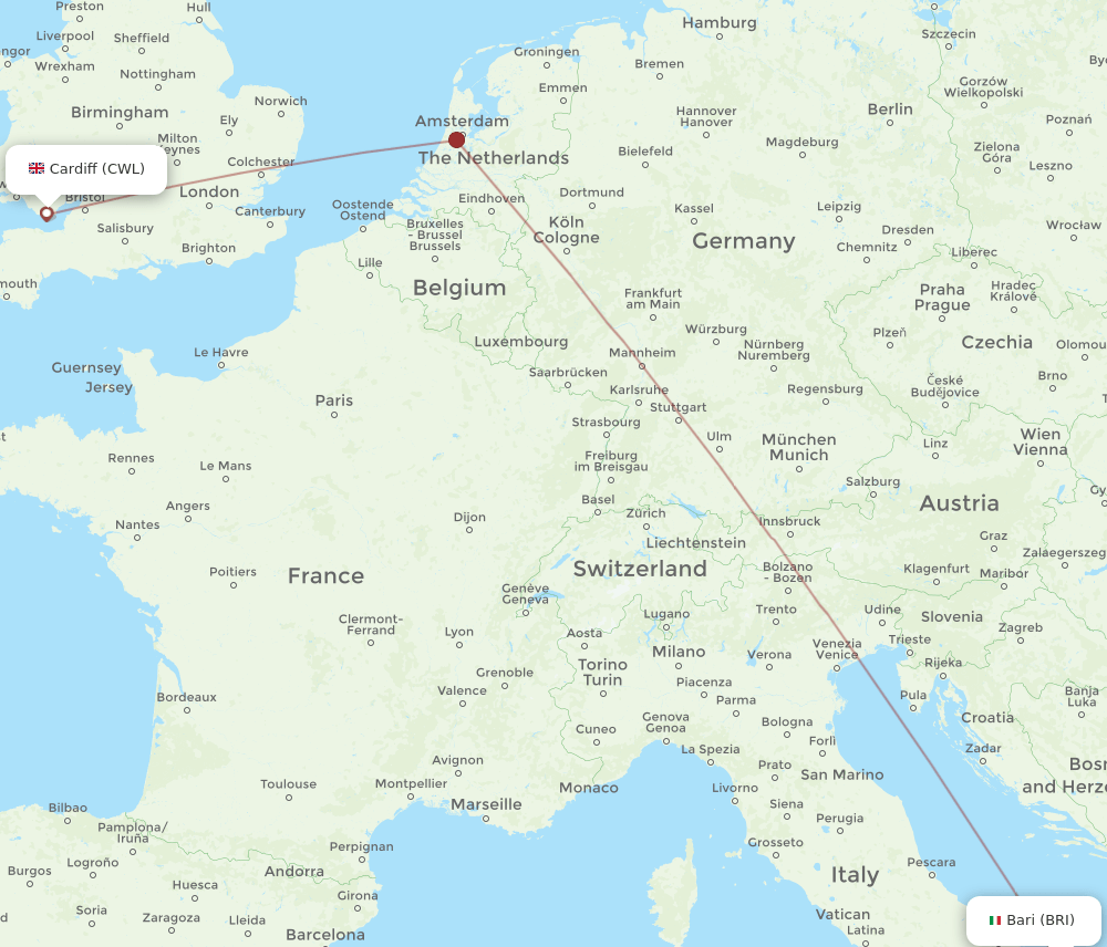 BRI-CWL flight routes