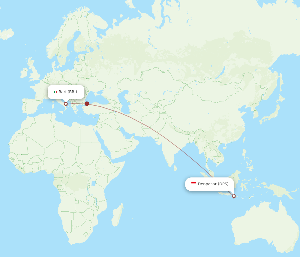 BRI-DPS flight routes