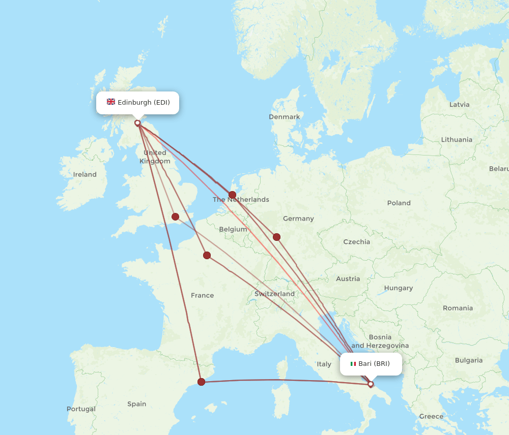 BRI-EDI flight routes