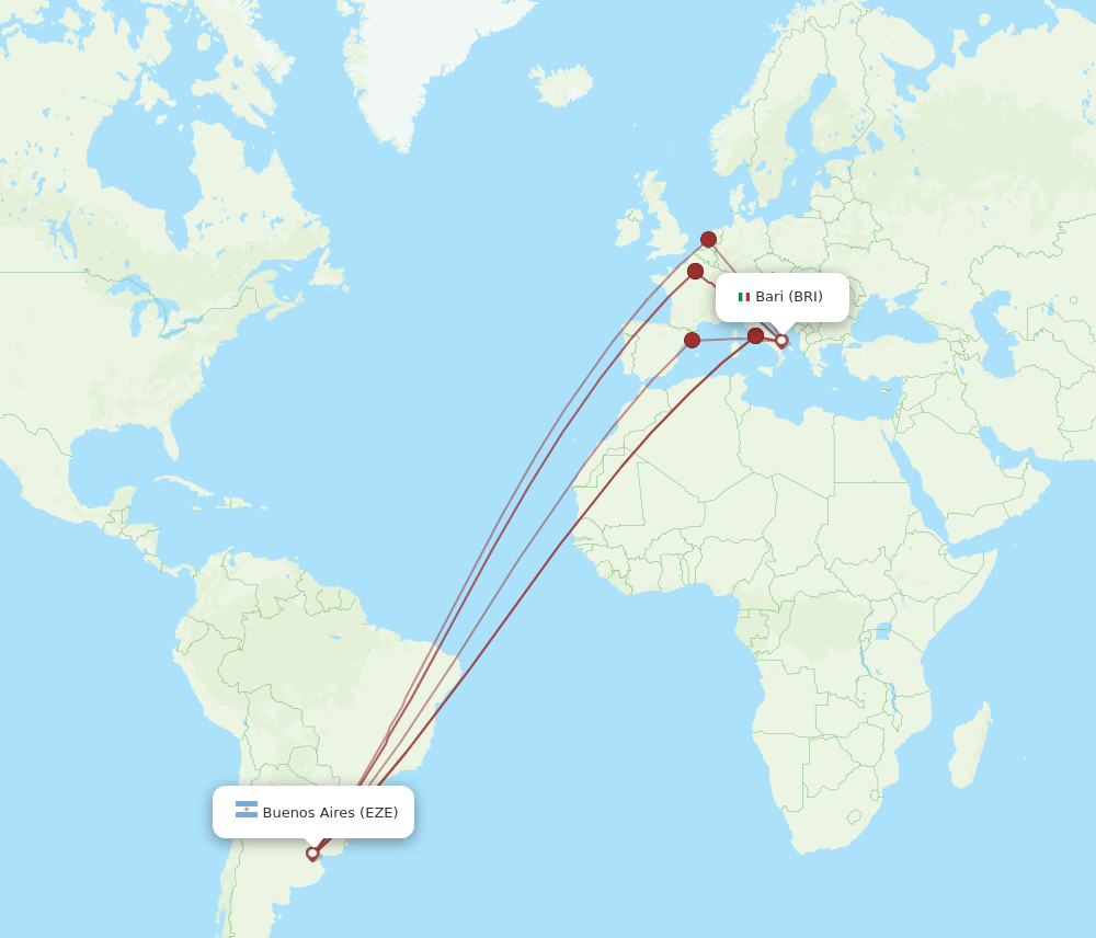 BRI to EZE flights and routes map