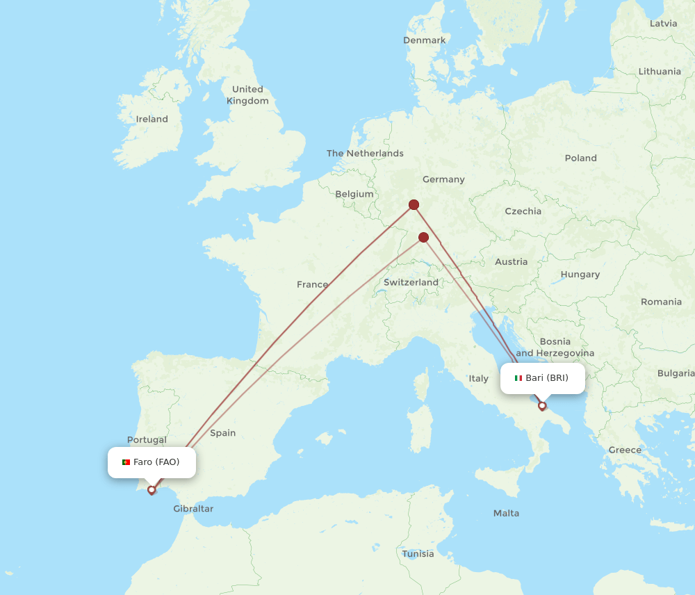 BRI-FAO flight routes