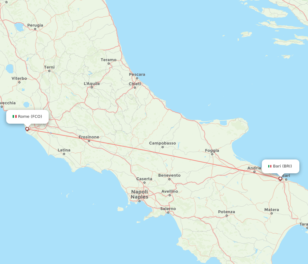 BRI to FCO flights and routes map