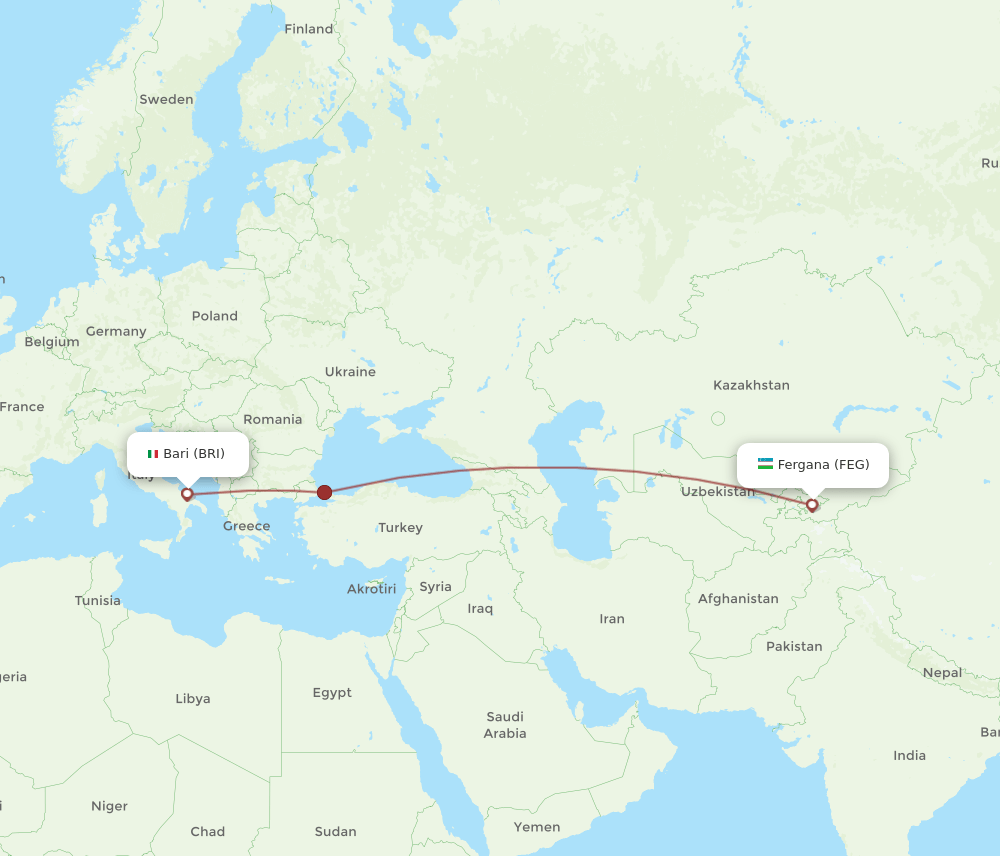 BRI-FEG flight routes