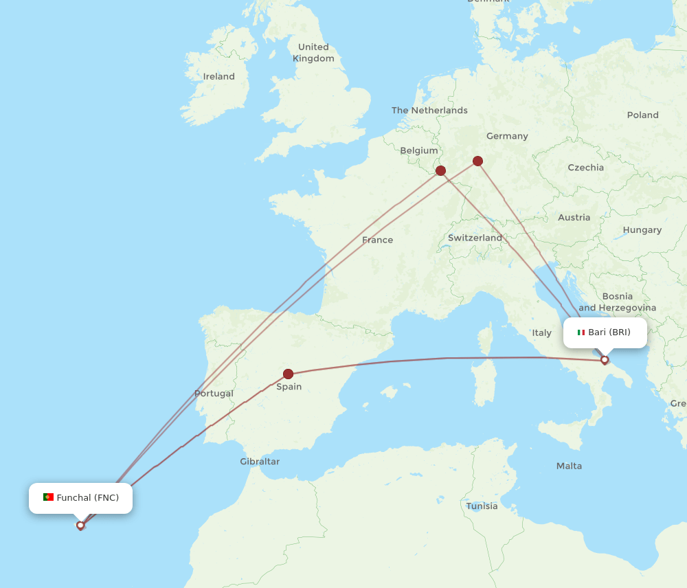 BRI-FNC flight routes