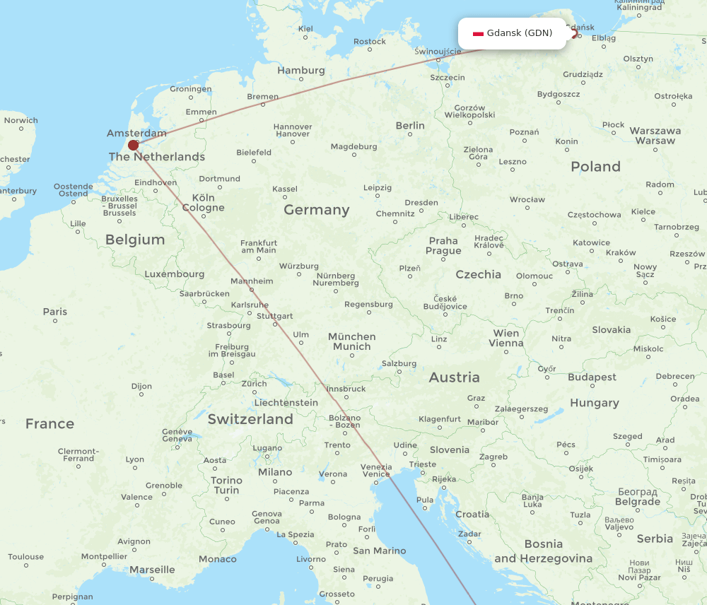 BRI to GDN flights and routes map
