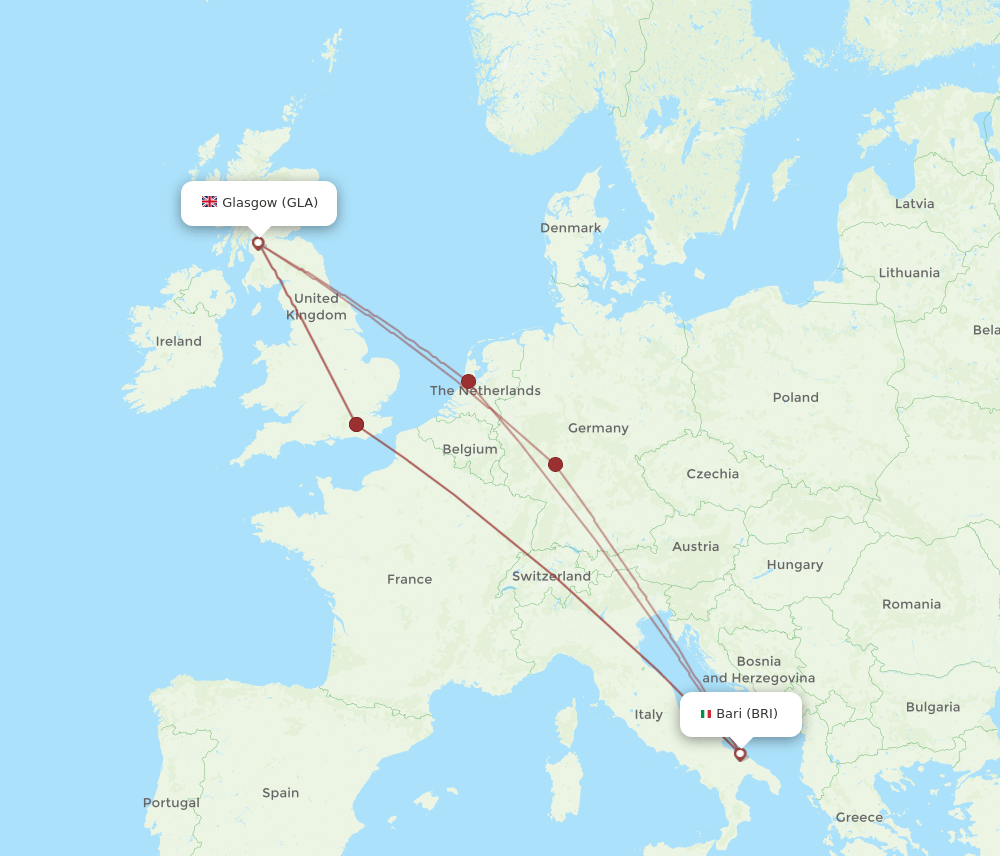 BRI-GLA flight routes