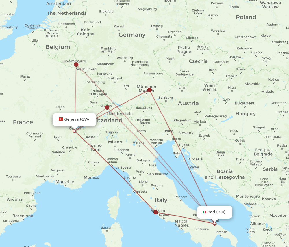 BRI-GVA flight routes