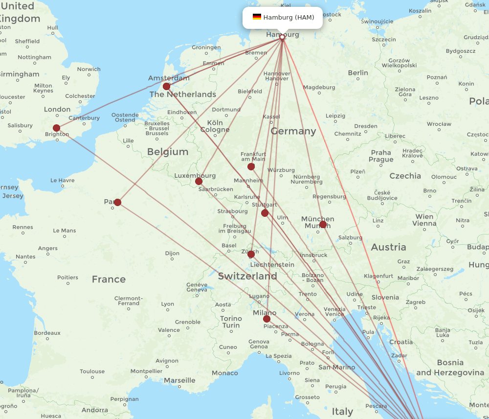 BRI-HAM flight routes